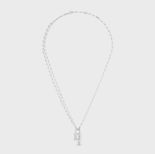 CELINE Triomphe Lock銠銀色飾面黃銅項鍊